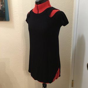 TOOK TO CONSIGNMENT STORE Black Ribbed Cold Shoulder Top, Size M